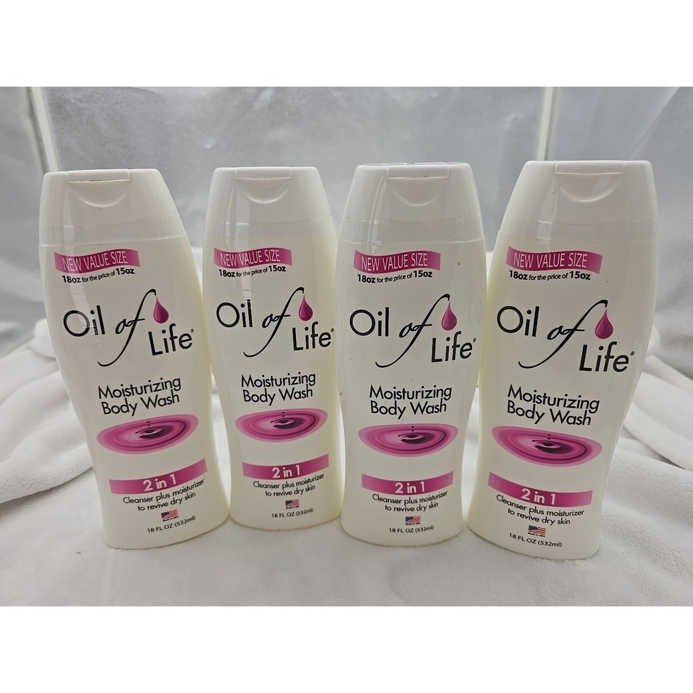 X4 Oil of Life 2 In‎ 1 Moisturizing Body Wash 18oz Each Cleanser + Moisturizer